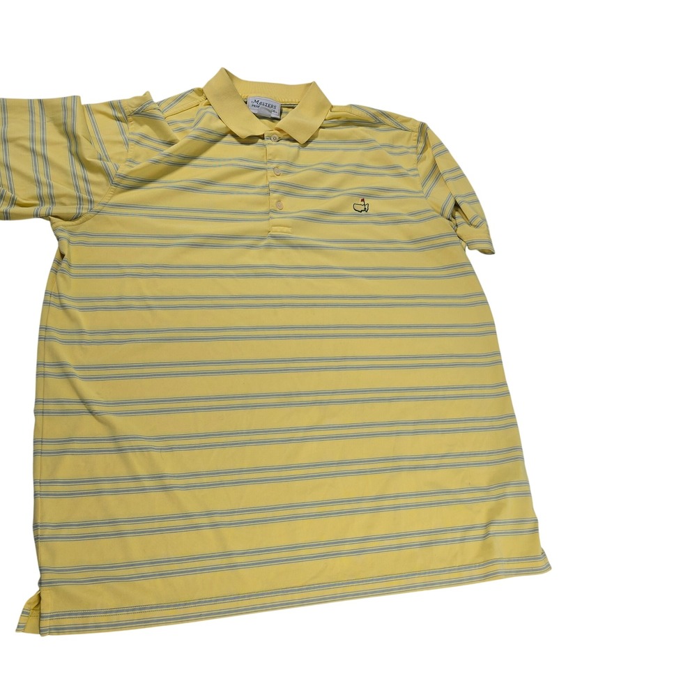 Masters Performance Mens XL Yellow Blue Striped Golf Polo Shirt Augusta National